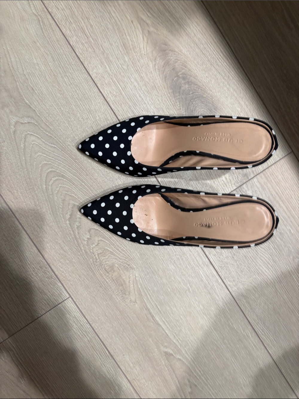 Club Monaco Black and White Polka Dot Pointed-Toe heels